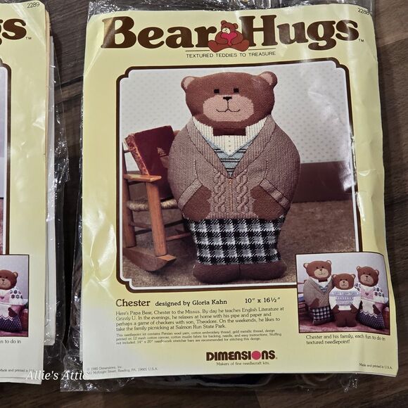 Dimensions Bear Hugs Vintage Needlepoint Kits Emma & Chester Mom Dad #2288 #2289 - Picture 3 of 4